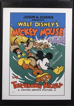 2001 Joe Namath Signed 24X36 Mickey Mouse "Touchdown Mickey" Serigraph #238 Of 300 (Beckett PreCert)